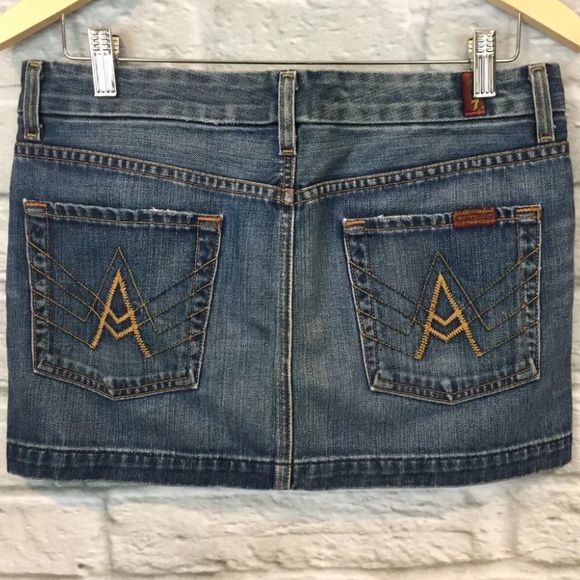 7 For All Mankind Dresses & Skirts - 7 For All Mankind Women's A Pocket Medium Wash Denim Mini Skirt. Size 27.